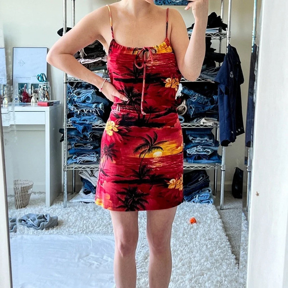 Vintage 90’s Charlotte Russe Tropical Print Dress - Picture 6 of 10